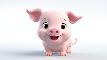 Poster - 3d cartoon little pig babe isolated in white background