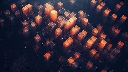 Wall Mural - Black abstract background, geometric shapes, digital and futuristic technology.