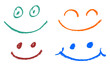 Simple Smile Faces Chalk Crayon Drawing