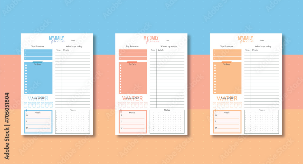 Minimalist printable daily planner template set. Vector illustration ...