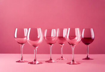 Wall Mural - two glasses of wine, pink background