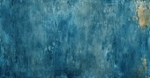 A Blue Concrete Wall With A Smooth Texture And Rusting