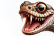 photorealistic portrait of a snake with a big teeth smile and huge eyes on a white background. ai generative