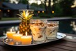 Mango ice cream in a mountain cabin, with panoramic views and tranquility, a sweetness in the heights., generative IA