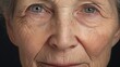 Portrait closeup old grandma's or grandmother face with wrinkles skin. AI generated image