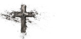 Fototapeta Boho - Ashes cross on white background. Ash Wednesday and the Easter holiday symbol