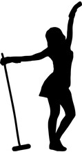 Vector Silhouette Illustration Of A Person Mopping The Floor