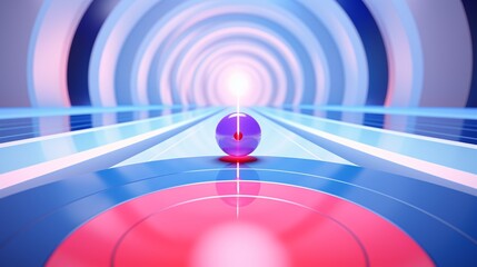 Wall Mural - A purple ball in a tunnel with a blue background Generative AI