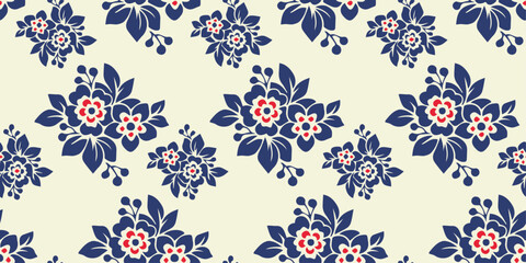 Leinwandbilder - Floral pattern of simple graphic flowers. For seamless print, wallpaper, packaging.