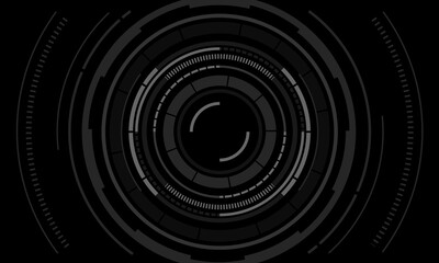 HUD sci-fi circle interface screen view white geometric design virtual reality futuristic technology creative display on black vector