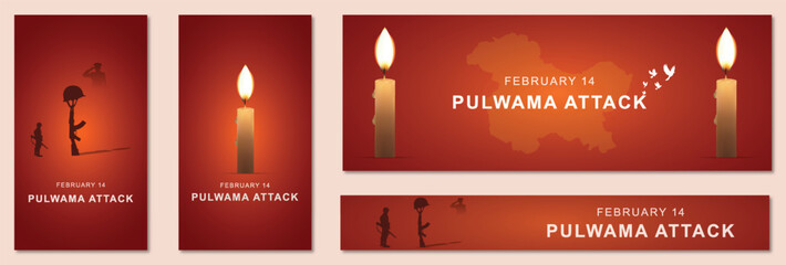 Pulwama attack, Black Day, of India 14 February, Pulwama attack poster, Poster, on the Indian army. vector illustration, graphic art, post, design, CRPF Jawans. India, new, story, banner, web,