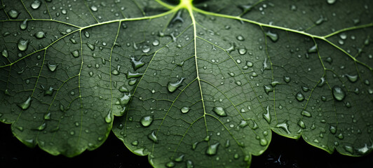 The texture of a leaf with drops of doshu, generative AI