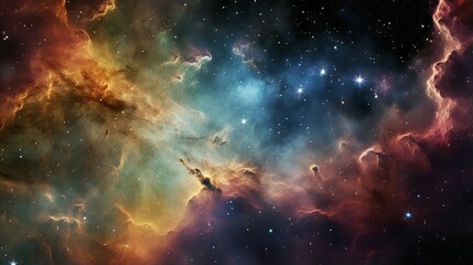 vibrant celestial scene with stars and colorful clouds
