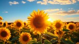 Fototapeta Kwiaty - Sunflower field in bloom, each flower like a beaming smile under the sun