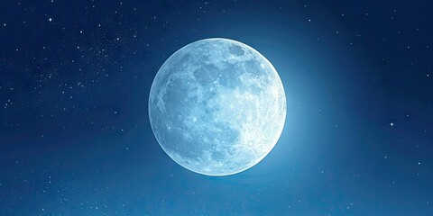 Wall Mural - moonlit stunning view of night sky featuring luminous full moon glowing stars and space elements eli