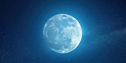 Wall Mural - moonlit stunning view of night sky featuring luminous full moon glowing stars and space elements eli