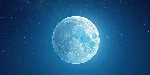 Wall Mural - moonlit stunning view of night sky featuring luminous full moon glowing stars and space elements eli