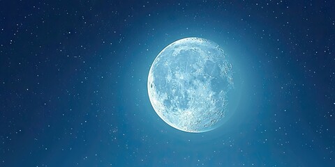 Wall Mural - moonlit stunning view of night sky featuring luminous full moon glowing stars and space elements eli