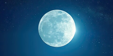Wall Mural - moonlit stunning view of night sky featuring luminous full moon glowing stars and space elements eli