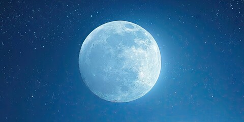 Wall Mural - moonlit stunning view of night sky featuring luminous full moon glowing stars and space elements eli