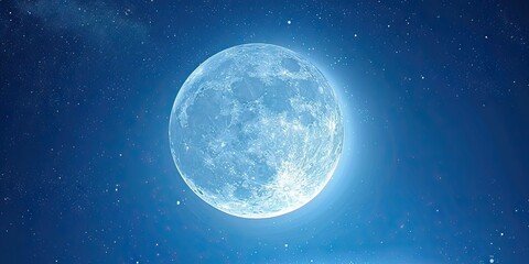 Wall Mural - moonlit stunning view of night sky featuring luminous full moon glowing stars and space elements eli