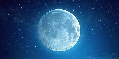 Wall Mural - moonlit stunning view of night sky featuring luminous full moon glowing stars and space elements eli