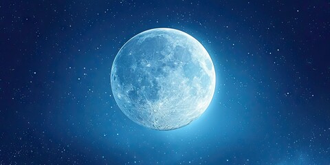 Wall Mural - moonlit stunning view of night sky featuring luminous full moon glowing stars and space elements eli