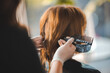 © chokniti - client woman clean washing a hair in salon, professional hairdresser washing haircut customer hair with water and shampoo treatment, coiffure beauty head hair care, fashion service