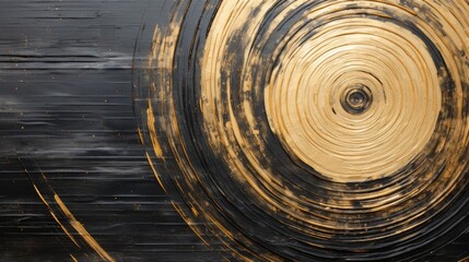 Poster - Generative AI, Black and golden painted colors, circle shapes vintage painting background. Grunge old oil impasto painted wall texture	
