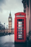 Fototapeta Do przedpokoju - traditional telephone booth in London with Big Ben in the background