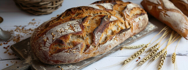 Wall Mural - we have a fresh loaf of bread on the table