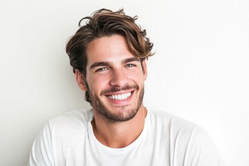 Wall Mural - Portrait of a handsome man with a charming smile, white background