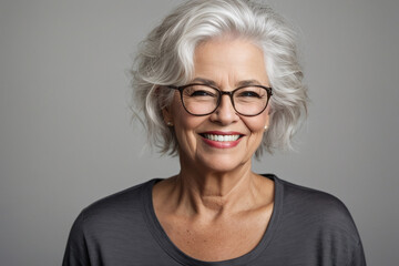 portrait of a old woman white hair and glasses