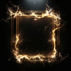 Wall Mural - Glowing frame with lighning bolts coming out on black background Generative AI