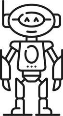 Fototapete - Robot line and outline icon of metallic humanoid figure, symbolizes advanced technology and automation with a mechanical body. Isolated vector futuristic artificial intelligence machine linear symbol