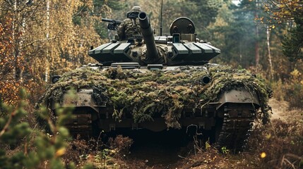 Sticker - a modern main battle tank in forest