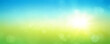 © Martin Piechotta - Fresh spring abstract background with bokeh and sun glow. Graphic element with blue and green horizontal colour gradients.