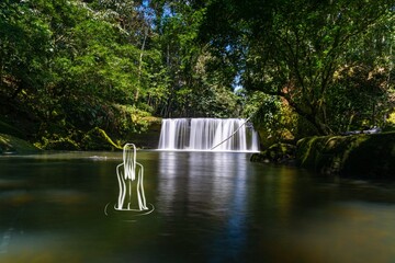 Wall Mural - Free woman with all her rights, enjoying nature, lifestyle, illustration on photo.