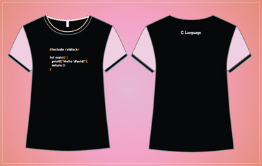c language t-shirt design or basic coding t-shirt design or programmer coder t-shirt design
