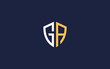 letter ga with shield logo icon design vector design template inspiration