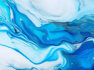 Wall Mural - Blue swirl liquid marble wall art print texture
