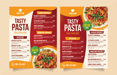 Pasta menu design template Vector illustration. Suitable for shop, cafe, restaurant.