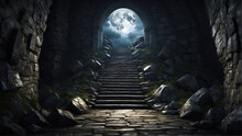 Stone Stairs With Night Background