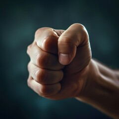 Wall Mural - A close up of a fist with the thumb and index finger extended, AI