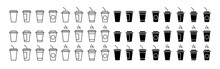 Coffee Paper Cup Vector Icon Set. Coffee Takeaway Plastic Symbol.