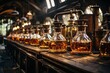 Alchemical Dance: Ingredients merge in distillery, exuding fruity and woody notes., generative IA