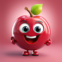 Sticker - Cute Cartoon Apple Character with Big Eyes