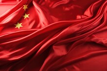Red Chinese Flag With Five Stars