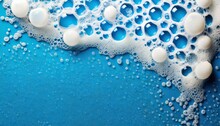 Border Of Bubble Foam Soap In Blue Water