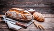 delicious fresh bread on wooden background